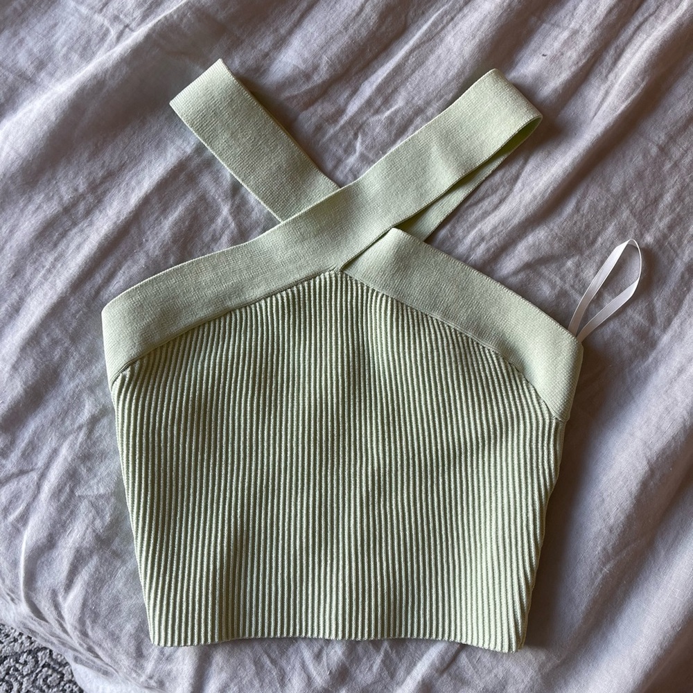 Aritzia sculpt knit criss cross cropped tank